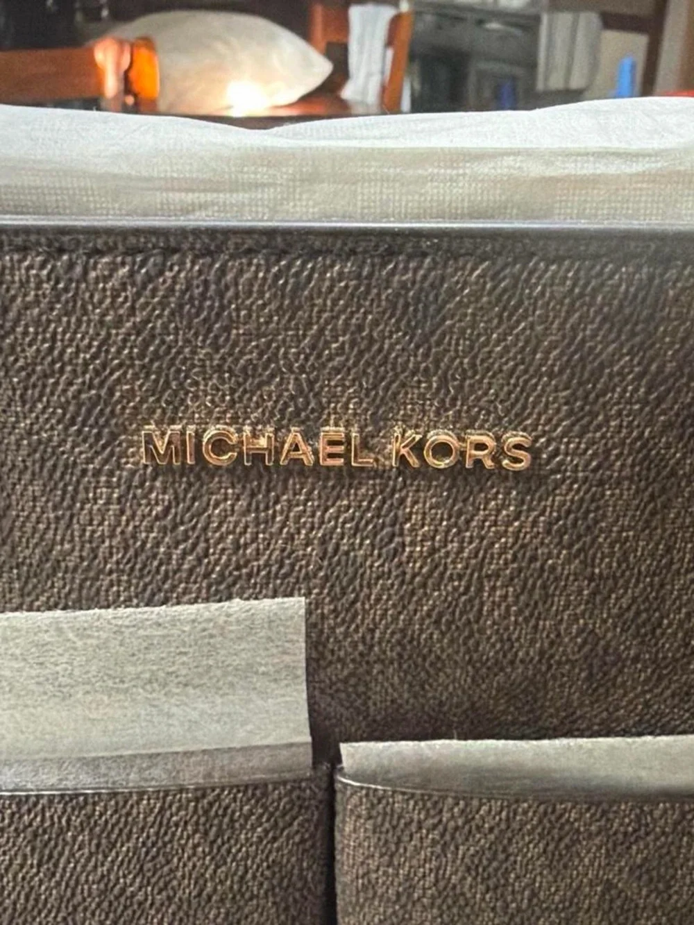 Michael Kors Brown Logo Tote with Tan Leather Trim